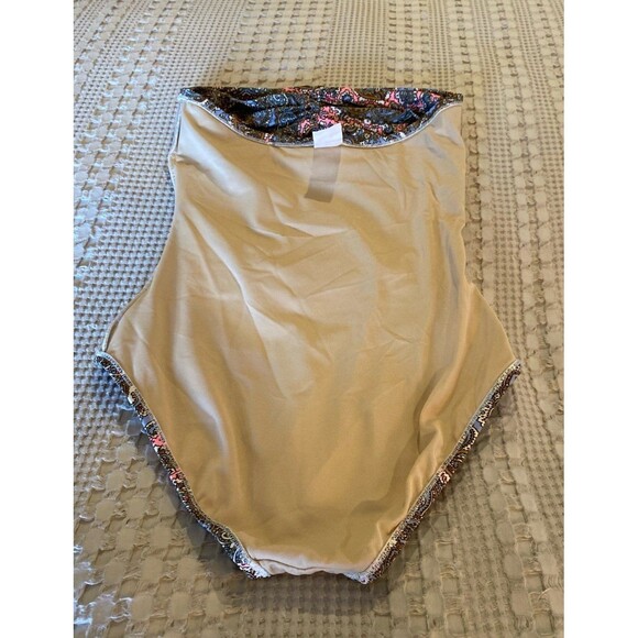 J. Crew Strapless Swimsuit One Piece Sz 6 Underwire Bra Pink Blue Paisley J.Crew - Picture 7 of 11